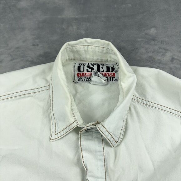Vintage 1990's Get Used By Elie Shirt Mens Size M White Snap Button Up Oversized - Picture 3 of 8
